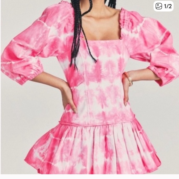 LoveShackFancy Pink Tie Dye Top - Picture 2 of 6